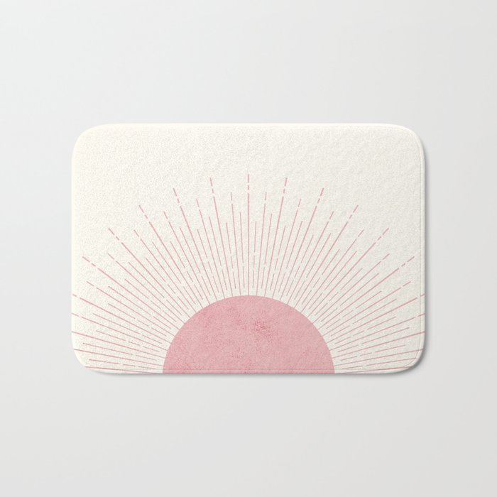 Pink Sunrise Boho Midcentury Bath Mat Gallery Image 1
