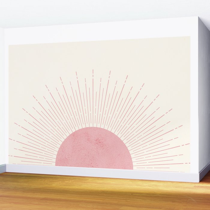 Pink Sunrise Boho Midcentury Wall Mural Gallery Image 2