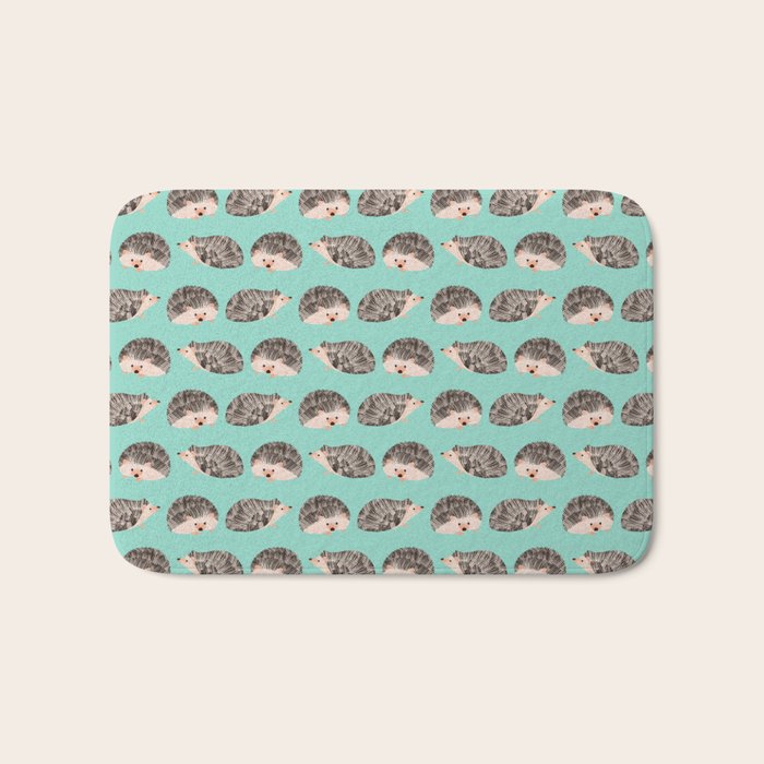 Hedgehog Turquoise Bath Mat Gallery Image 1