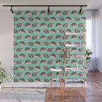 Hedgehog Turquoise Wall Mural Gallery Image 1