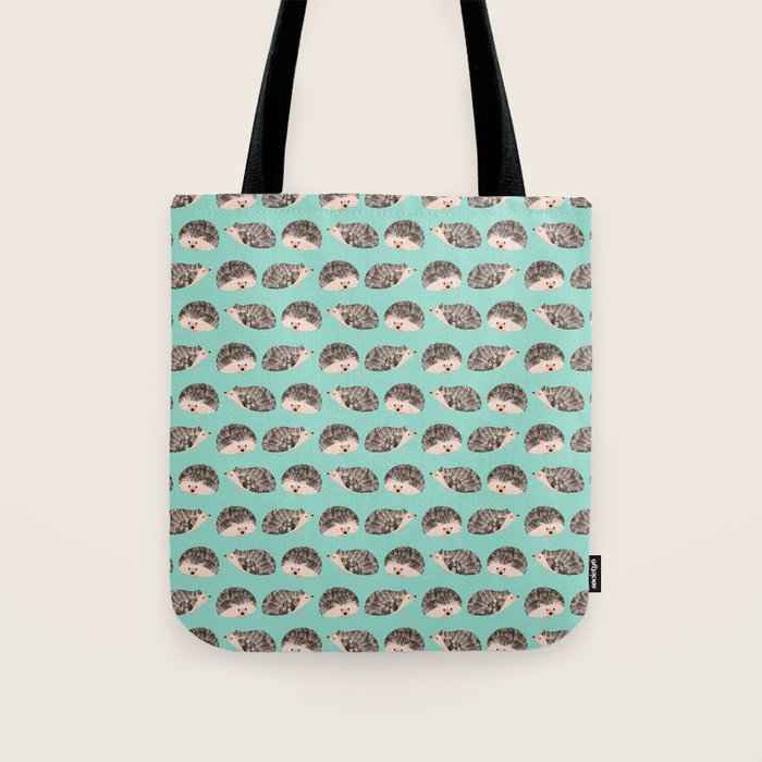 Hedgehog Turquoise Tote Bag Gallery Image 1