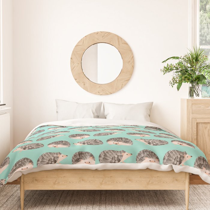 Hedgehog Turquoise Duvet Cover Gallery Image 3