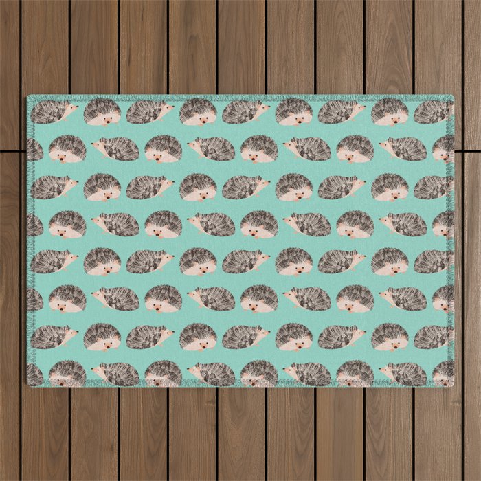 Hedgehog Turquoise Outdoor Rug Gallery Image 1