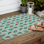 Hedgehog Turquoise Outdoor Rug Gallery Image 2