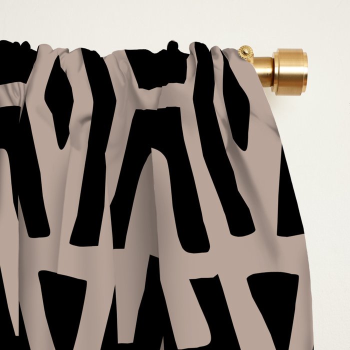 Geometric Art, Aztec Prints, Black and Beige, Wall Art Boho Window Curtain Gallery Image 2