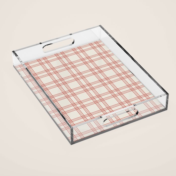 Red And Cream Gingham Acrylic Tray Gallery Image 1