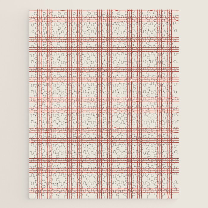 Red And Cream Gingham Jigsaw Puzzle Gallery Image 1