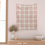 Red And Cream Gingham Wall Tapestry Gallery Image 2
