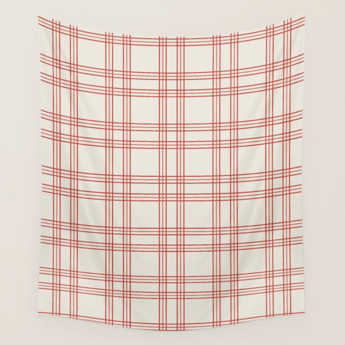 Red And Cream Gingham Wall Tapestry Gallery Image 4