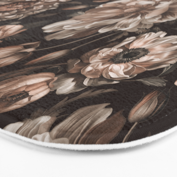 Opulent Floral Drama Moody Dark Brown Botanical Vibes Bath Mat Gallery Image 3