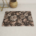 Opulent Floral Drama Moody Dark Brown Botanical Vibes Rug Gallery Image 1