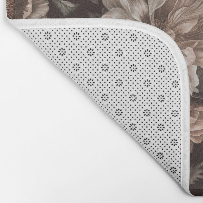 Opulent Floral Drama Moody Dark Brown Botanical Vibes Bath Mat Gallery Image 2