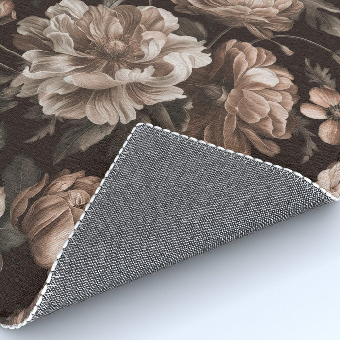 Opulent Floral Drama Moody Dark Brown Botanical Vibes Rug Gallery Image 4