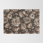 Opulent Floral Drama Moody Dark Brown Botanical Vibes Rug Gallery Image 2