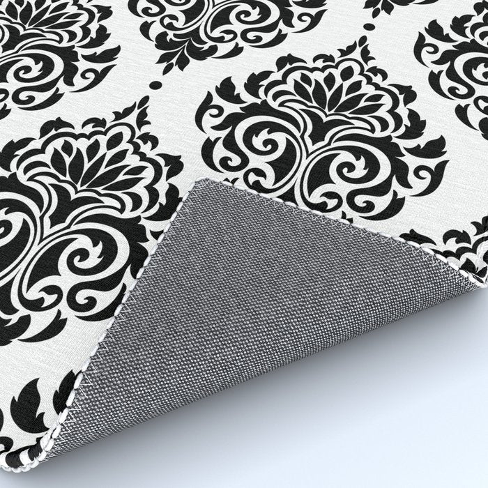 Black and White Damask Rug Gallery Image 4