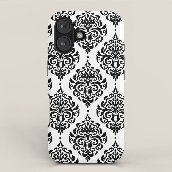 Black and White Damask iPhone Case Gallery Image 1