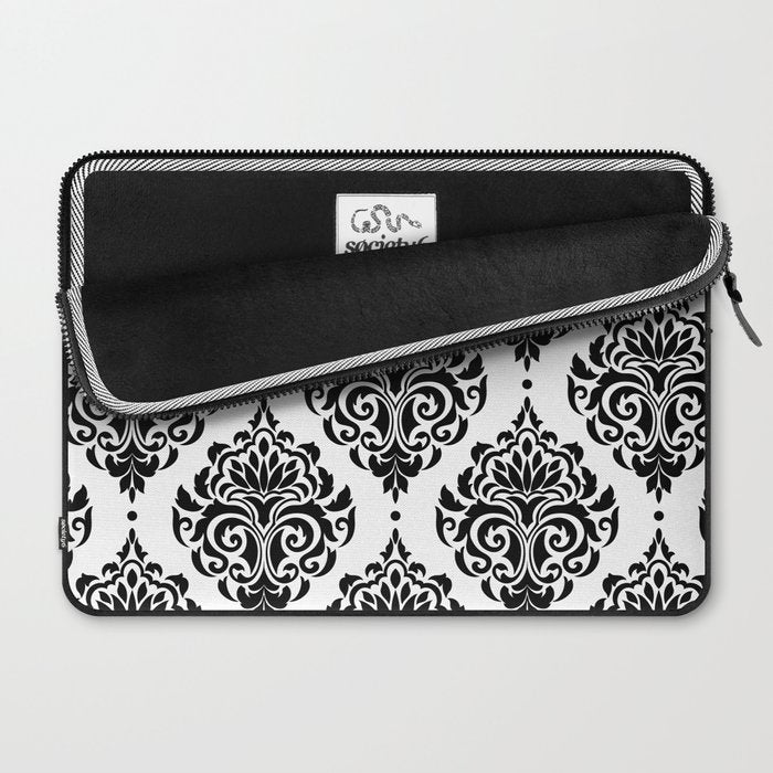 Black and White Damask Laptop Sleeve Gallery Image 2