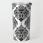 Black and White Damask Travel Mug Gallery Image 2