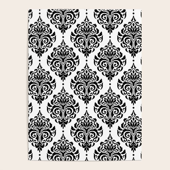 Black and White Damask Poster Gallery Image 4