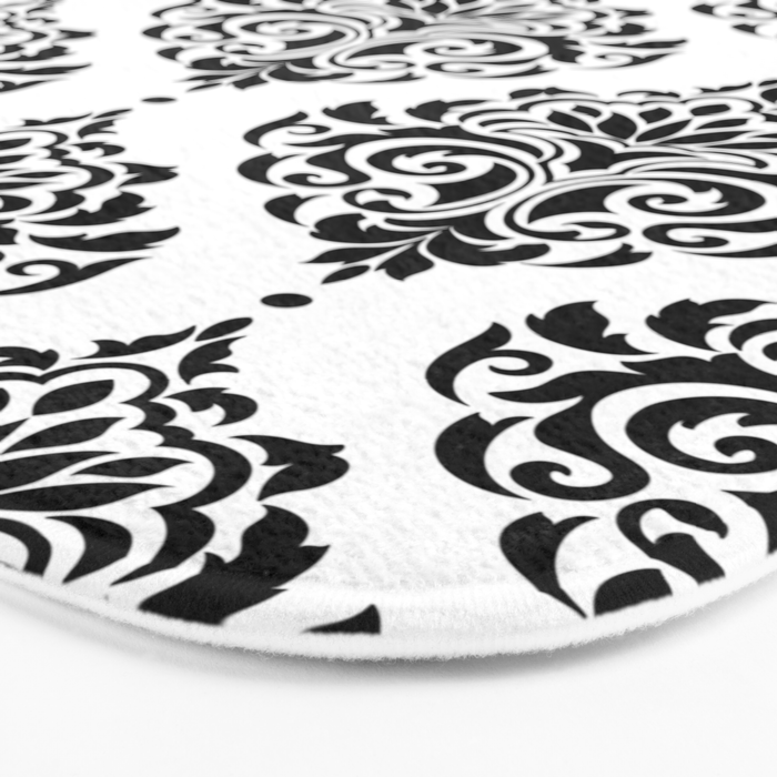 Black and White Damask Bath Mat Gallery Image 3