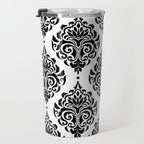 Black and White Damask Travel Mug Gallery Image 3