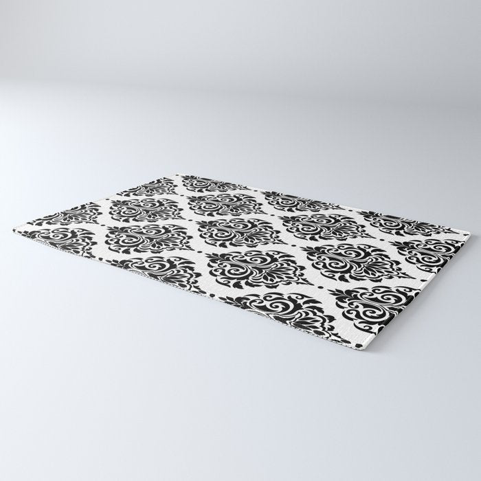 Black and White Damask Rug Gallery Image 3