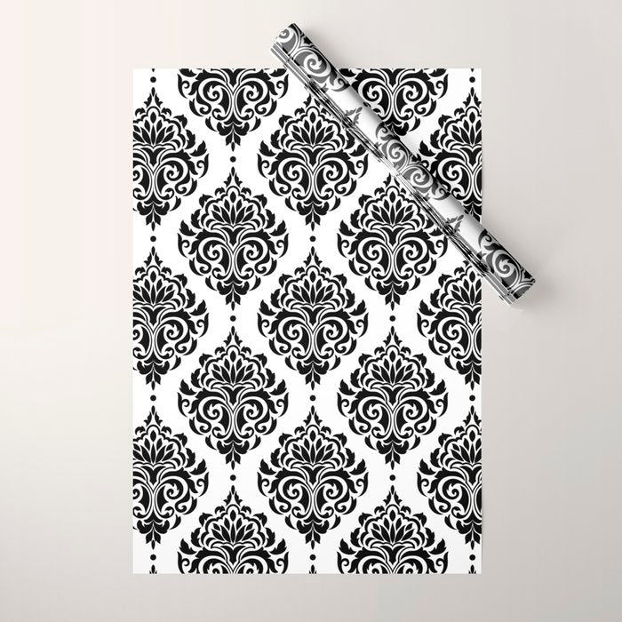 Black and White Damask Wrapping Paper Gallery Image 1