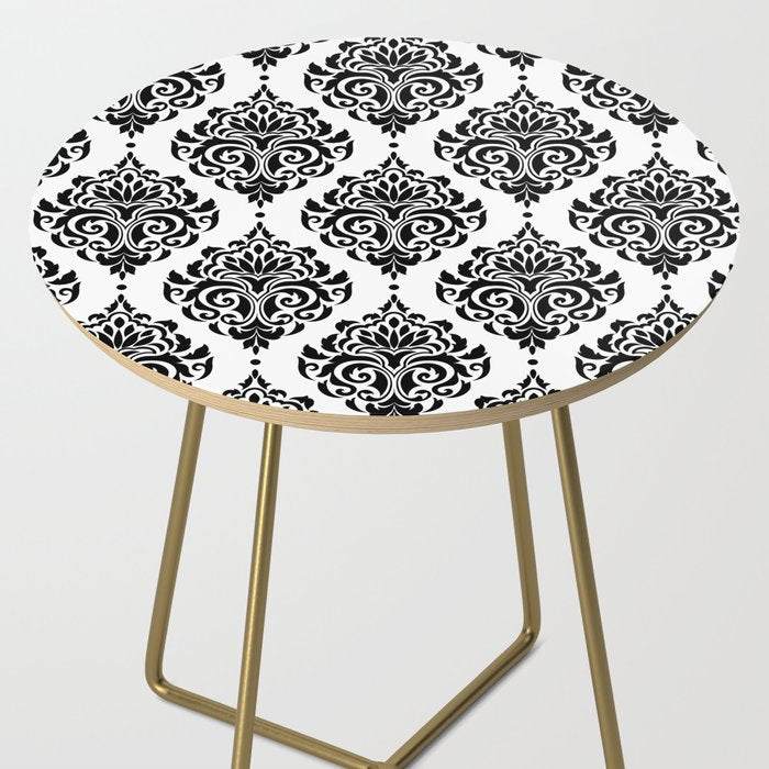 Black and White Damask Side Table Gallery Image 2