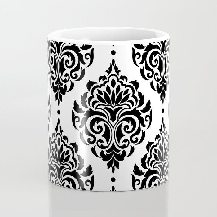 Black and White Damask Coffee Mug Gallery Image 4