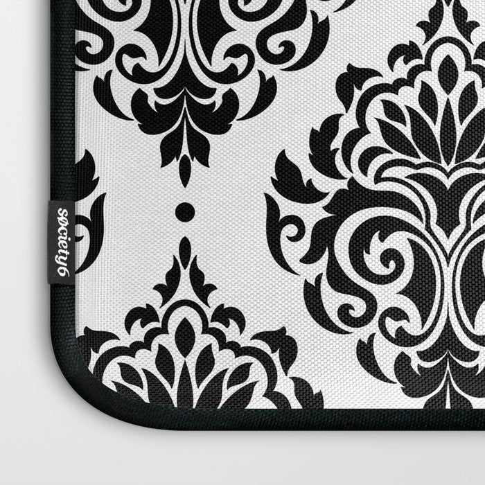Black and White Damask Laptop Sleeve Gallery Image 3
