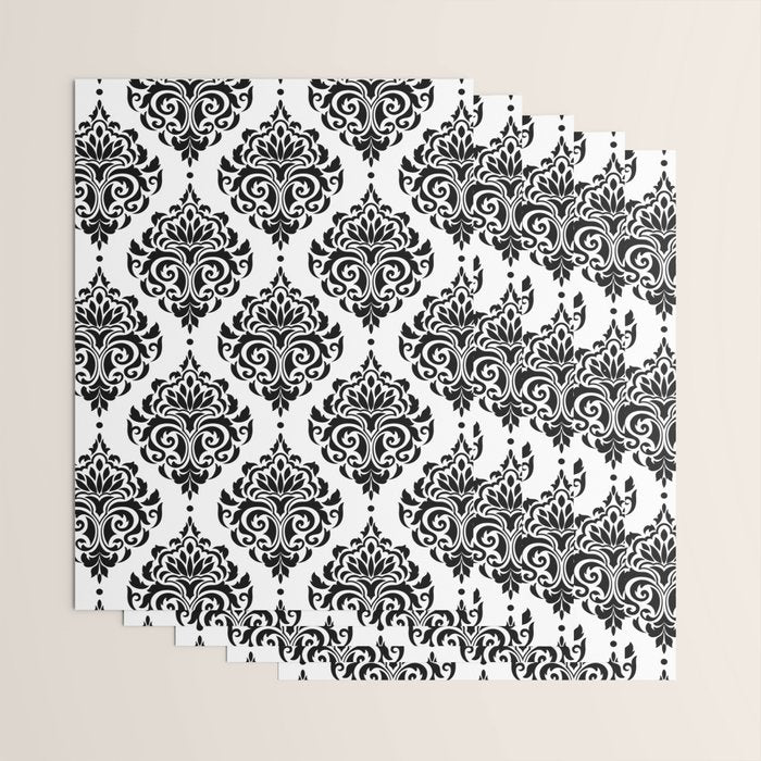 Black and White Damask Wrapping Paper Gallery Image 3