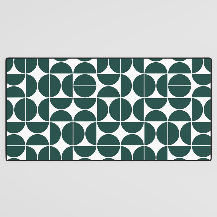 Mid Century Modern Geometric 04 Dark Green Desk Mat Gallery Image 3