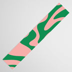 Retro Liquid Swirl Abstract Pattern Square in Bright Green and Blush Pink Table Runner Gallery Image 3