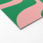 Retro Liquid Swirl Abstract Pattern Square in Bright Green and Blush Pink Welcome Mat Gallery Image 2