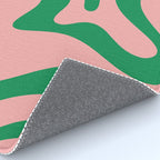 Retro Liquid Swirl Abstract Pattern Square in Bright Green and Blush Pink Rug Gallery Image 4