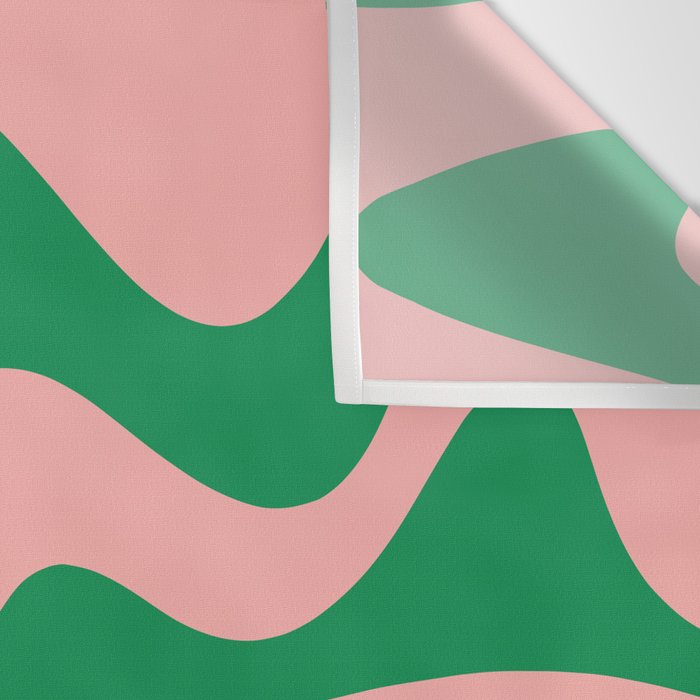Retro Liquid Swirl Abstract Pattern Square in Bright Green and Blush Pink Wall Tapestry Gallery Image 3