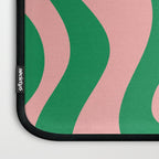Retro Liquid Swirl Abstract Pattern Square in Bright Green and Blush Pink Laptop Sleeve Gallery Image 3