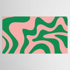 Retro Liquid Swirl Abstract Pattern Square in Bright Green and Blush Pink Tablecloth Gallery Image 2