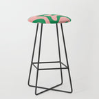 Retro Liquid Swirl Abstract Pattern Square in Bright Green and Blush Pink Stool Gallery Image 1