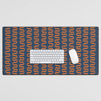 Abstract Shapes 268 in Navy Blue and Orange (Snake Pattern Abstraction) Desk Mat Gallery Image 1
