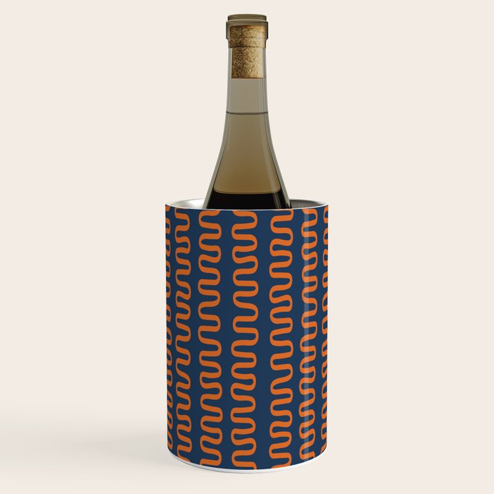 Abstract Shapes 268 in Navy Blue and Orange (Snake Pattern Abstraction) Wine Chiller Gallery Image 2