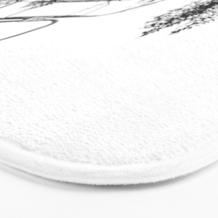 Empty Skilift // Black and White Snowboarding Dreaming of Winter Bath Mat Gallery Image 3