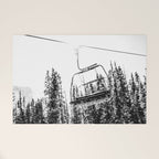 Empty Skilift // Black and White Snowboarding Dreaming of Winter Welcome Mat Gallery Image 1