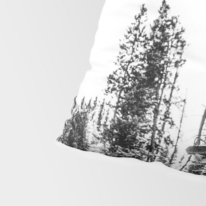 Empty Skilift // Black and White Snowboarding Dreaming of Winter Pillow Sham Gallery Image 4