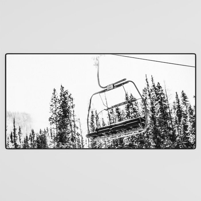 Empty Skilift // Black and White Snowboarding Dreaming of Winter Desk Mat Gallery Image 3