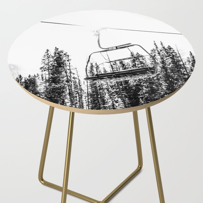 Empty Skilift // Black and White Snowboarding Dreaming of Winter Side Table Gallery Image 2