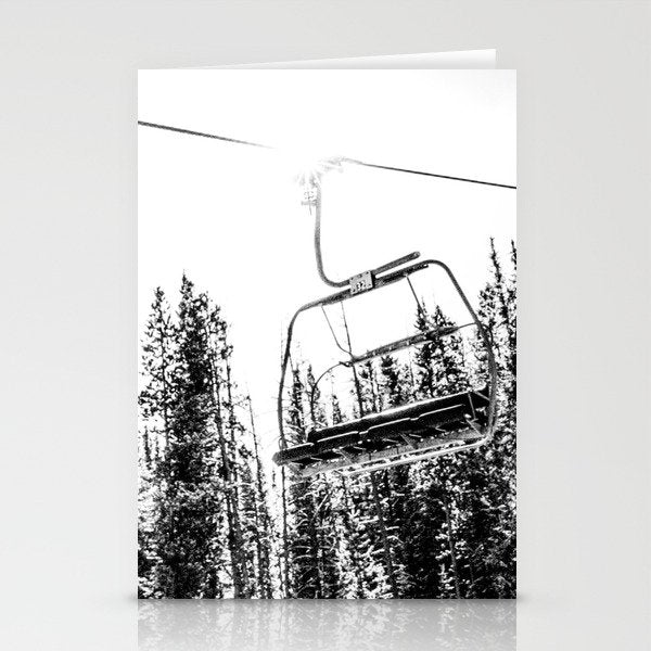 Empty Skilift // Black and White Snowboarding Dreaming of Winter Stationery Card Gallery Image 2