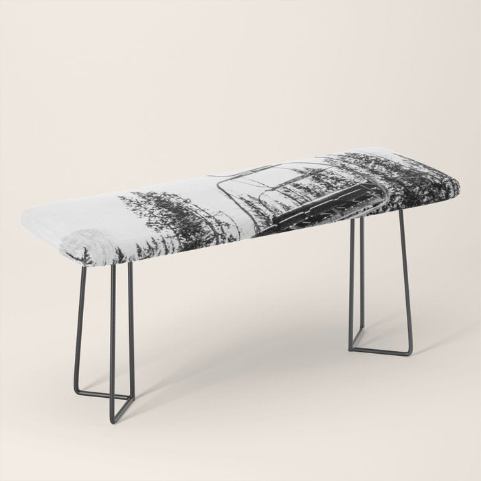 Empty Skilift // Black and White Snowboarding Dreaming of Winter Bench Gallery Image 1