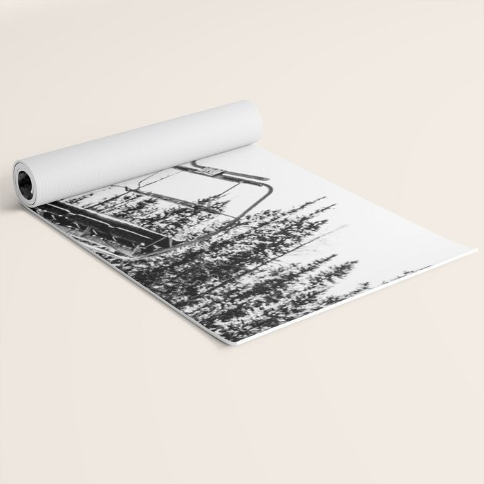 Empty Skilift // Black and White Snowboarding Dreaming of Winter Yoga Mat Gallery Image 2