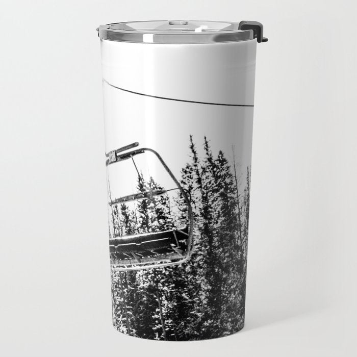 Empty Skilift // Black and White Snowboarding Dreaming of Winter Travel Mug Gallery Image 2